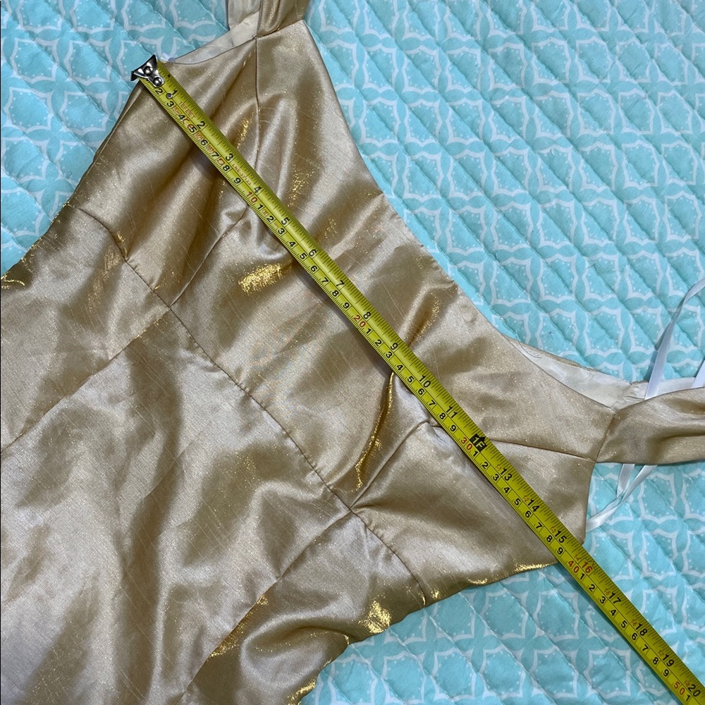 metallic gold portrait, collar column dress - Picture 7 of 11